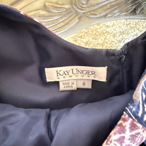 Kay Unger Women's Size 6 Patchwork Floral Sleeveless Sheath Dress Midi Cocktail - Picture 14 of 14